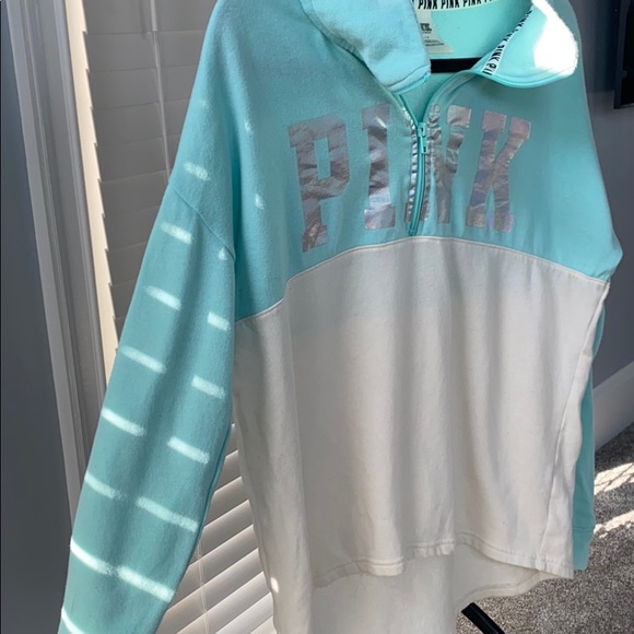 PINK quarter zip pullover with shiny letters - Picture 3 of 6